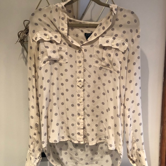 Jcrew white polkadot button up blouse - Picture 3 of 4